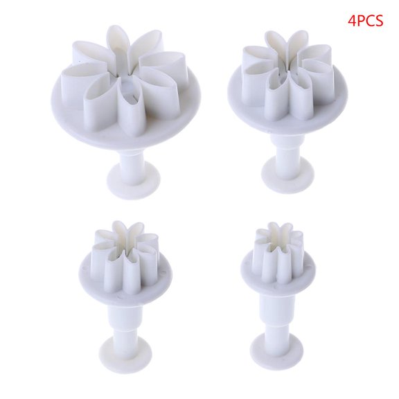WINDLAND 4Pcs Daisy Plastic Cake Mold Set Chocolate Cookie Cutter Fondant Decoration Tool