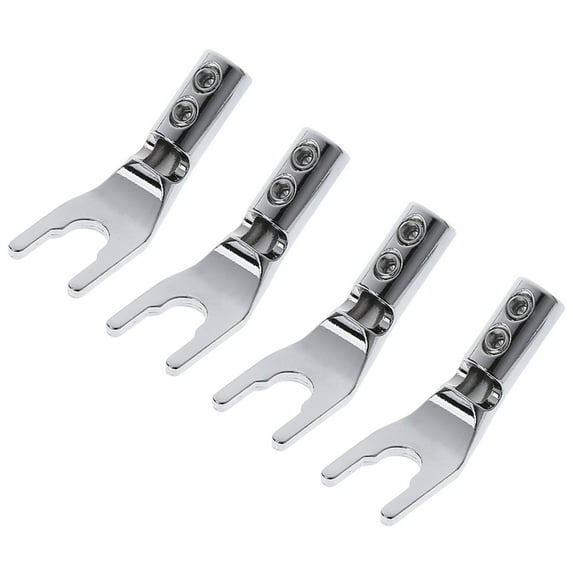 WINDLAND 4Pcs Speaker Spade Connectors Banana Plugs Y" Copper/Rhodium Plated Spade Plugs Y Spade Plug Speaker Accessories