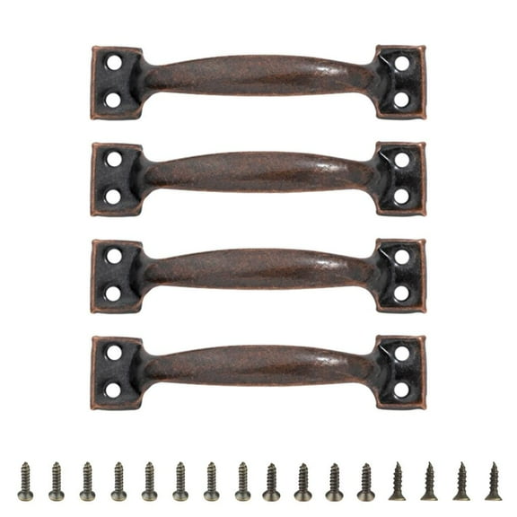 WINDLAND 4pcs Metal Utility Handles for Cabinets and Wood Fences Barn Door Pulls High Hardness Iron Handles Kitchen Hardware