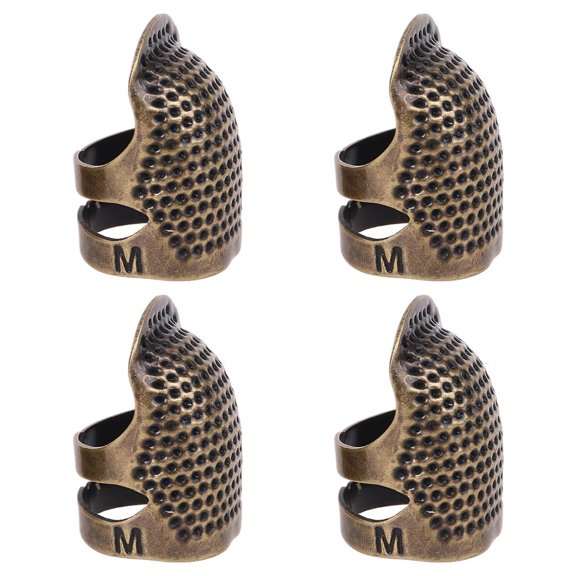 WINDLAND 4pcs Sewing Thimble Adjustable Finger Protector Metal Shield Pin Needle DIY Tool