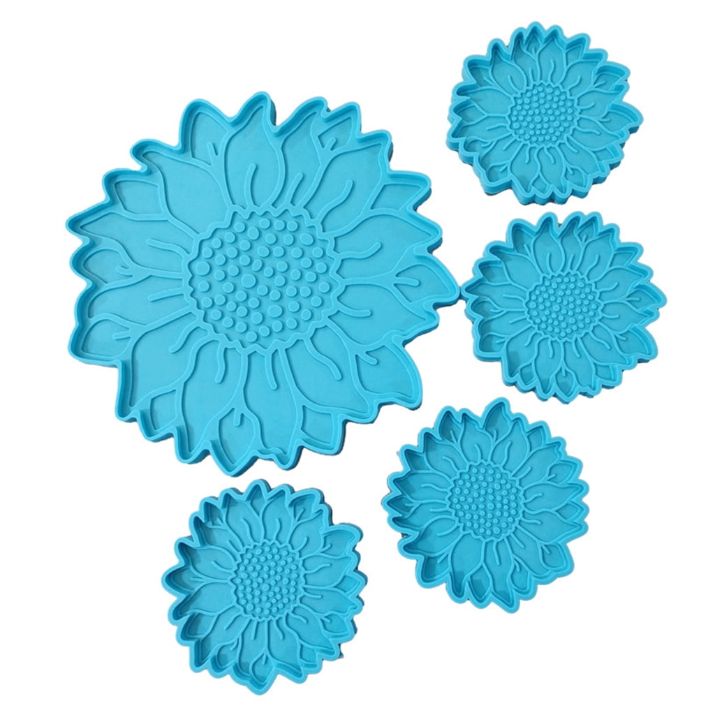WINDLAND 5 Pcs for Sun Flower Tray Epoxy Resin Mold DIY Serving Plate Casting Silicone Mo