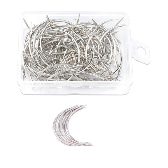 WINDLAND 50/100Pcs C Curved Needle Hair Making Pins, for Hair Making, Blocking Knitting