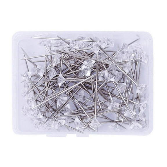 WINDLAND 50/100Pcs Head Push Pins Crystal Pushpin Clear Map Pin, Clear Sewing Pin