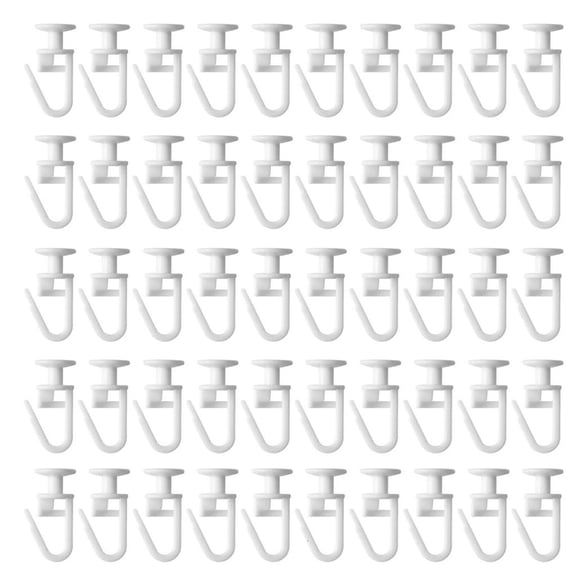 WINDLAND 50Pcs White Curtain Track Sliders Gliders Hanging Hook for Noiseless Movement