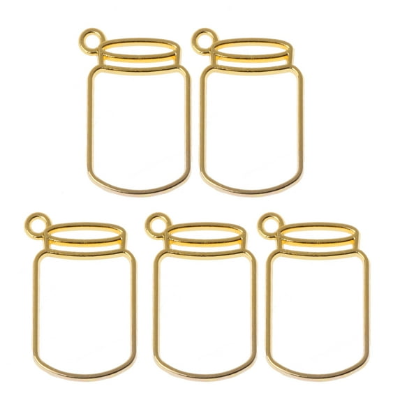 WINDLAND Handmade UV Hollow Pendant Bezels 5x Floating Bottles Metal Frame for DIY Craft