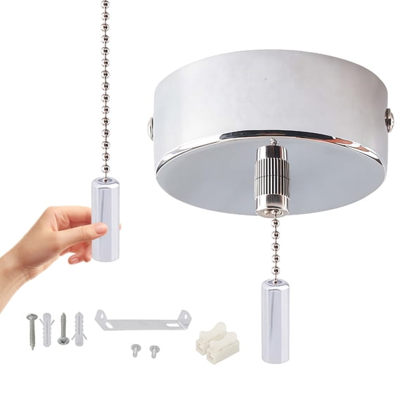 WINDLAND 60mm Metal Lamp Chain Switches 150cm Cord for Home Commercial Lighting Control