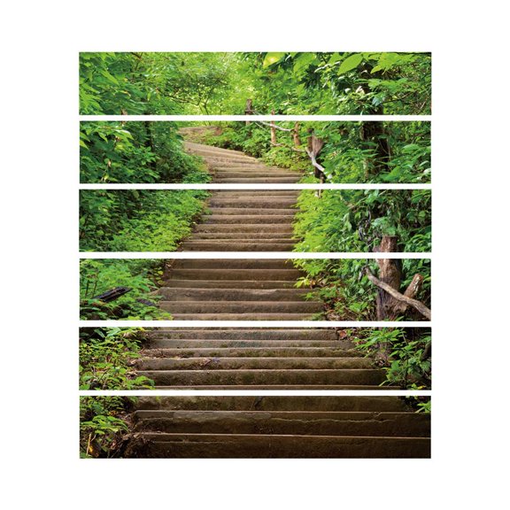 WINDLAND 6Pcs 3D Tile Floor Stair Stickers Bathroom Kitchen Decoration Waterproof Mural
