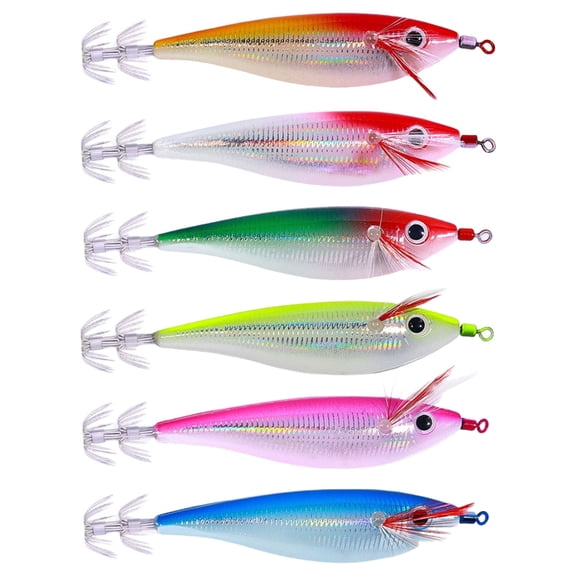 WINDLAND 6Pcs Artificial Shrimp Cuttlefish Hard Fishing Baits for Enhances Attractions