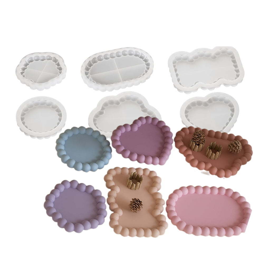WINDLAND 6Pcs Silicone Ashtray Making Mold Geometric Cup Coaster Mould Epoxy Resin Jewelry Storage Tray Molds Plate Moulds