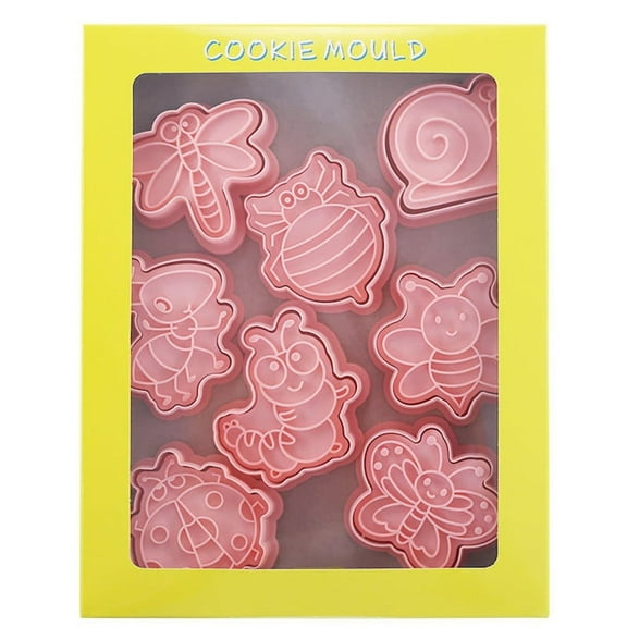 WINDLAND 8 Pieces DIY Insect Shaped Cookie Cutter PP Material 3D Pressable Biscuit Cutter