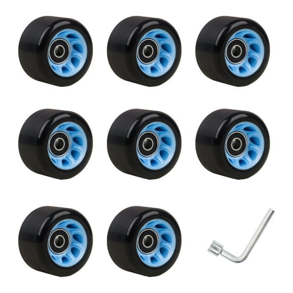 WINDLAND 8Pcs Double Row Roller Skate Wheel Replacement Light Up Quads Roller Skate Wheel