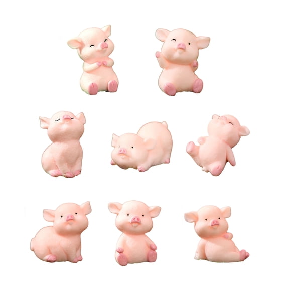 WINDLAND 8Piece Resin Pig Collection, Charm Figurines for DIY Crafts Party Decors