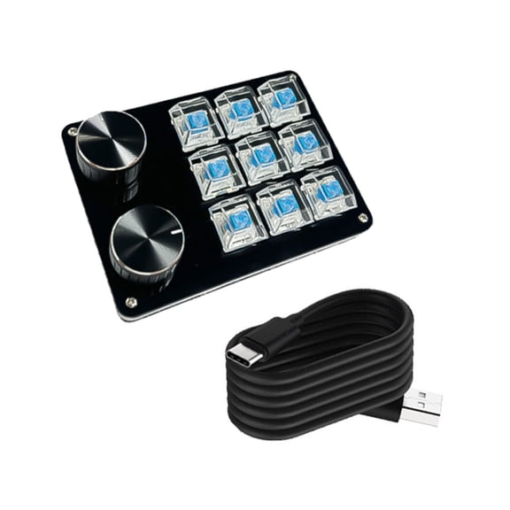 WINDLAND Programmable Macro Keyboards With 2Knobs,Mechanical Gaming Keypad,Hot Swappable Switches,Wire Customizable Control Pad
