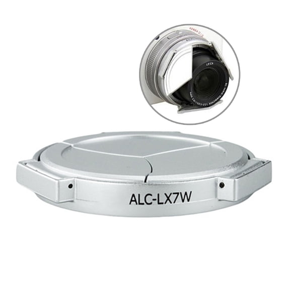 WINDLAND ALC LX7 Camera Auto Lens Caps for DMC-LX7/Leica D-Lux6 Self-Retaining Automatic Lens Protector Black Silver