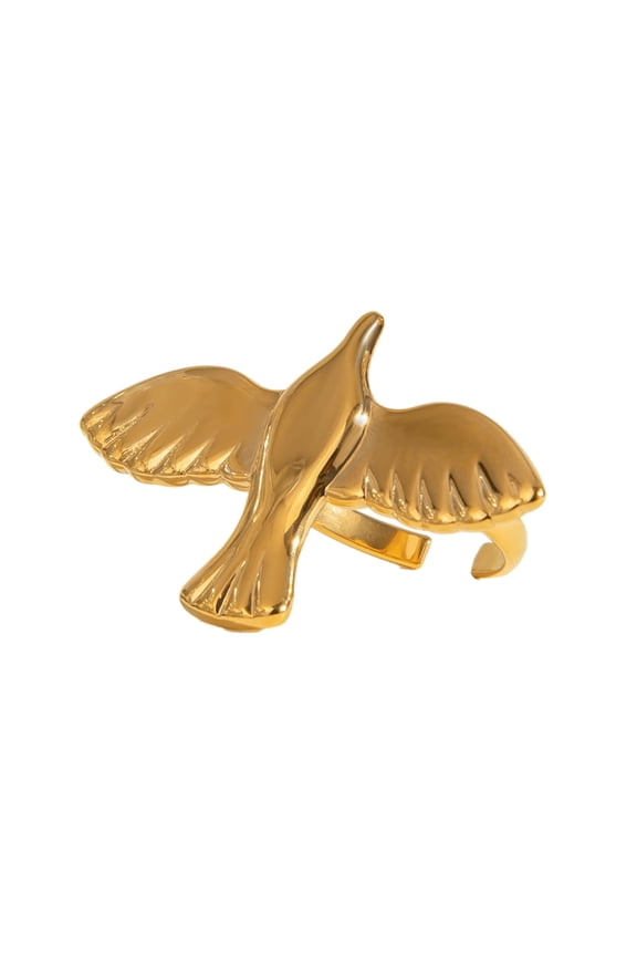 Trendy Bird Wing Open Ring Peace Doves Adjustable Ring Everyday Wear Accessory
