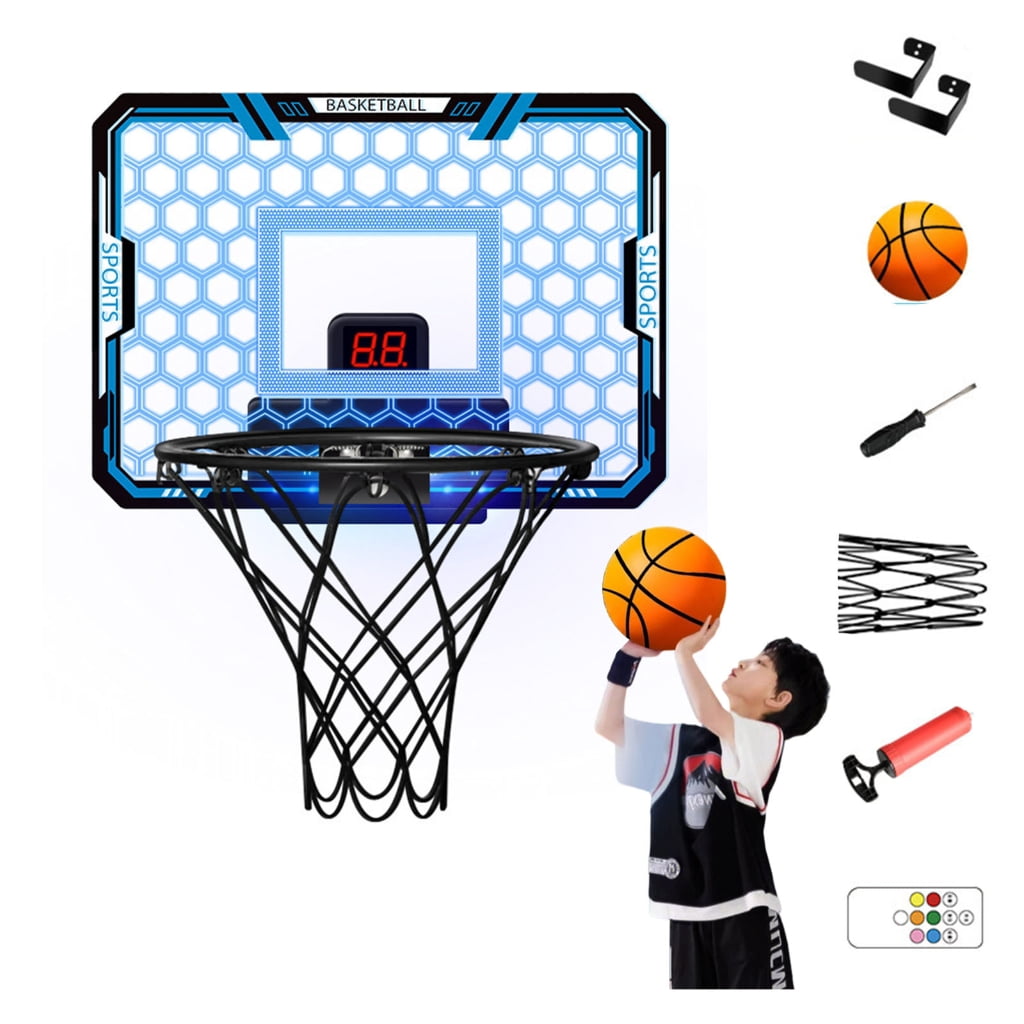 WINDLAND Adjustable Height Wall Mounted Basketball Hoops Indoor Large Basketball Hoops Toy