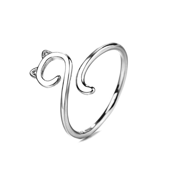 WINDLAND Adjustable Open Rings for Women Dainty Cute Cat Long Tail Finger Ring Knitting Crocheting Joint Ring Jewelry Ornament