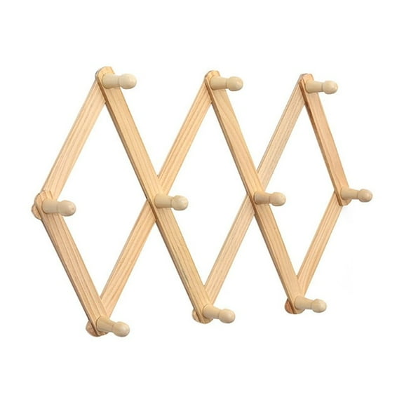WINDLAND Adjustable Wall Mounted Coat Rack with Wooden Pegs Elegant Baseball Caps Hanger