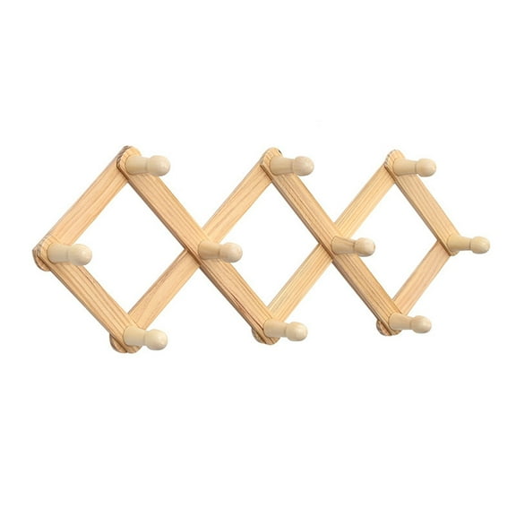 WINDLAND Adjustable Wall Mounted Coat Rack with Wooden Pegs Elegant Baseball Caps Hanger