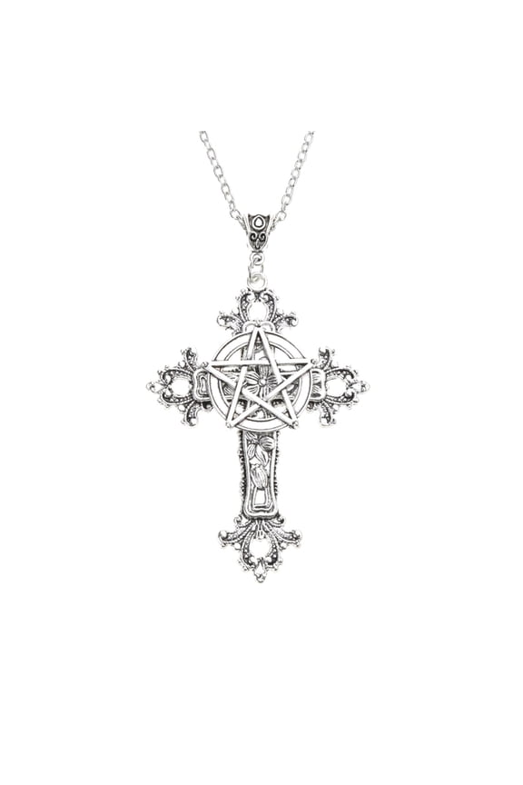Pentacle Necklace Vintage Pendant Necklace Gothic Jewelry Alloy Texture