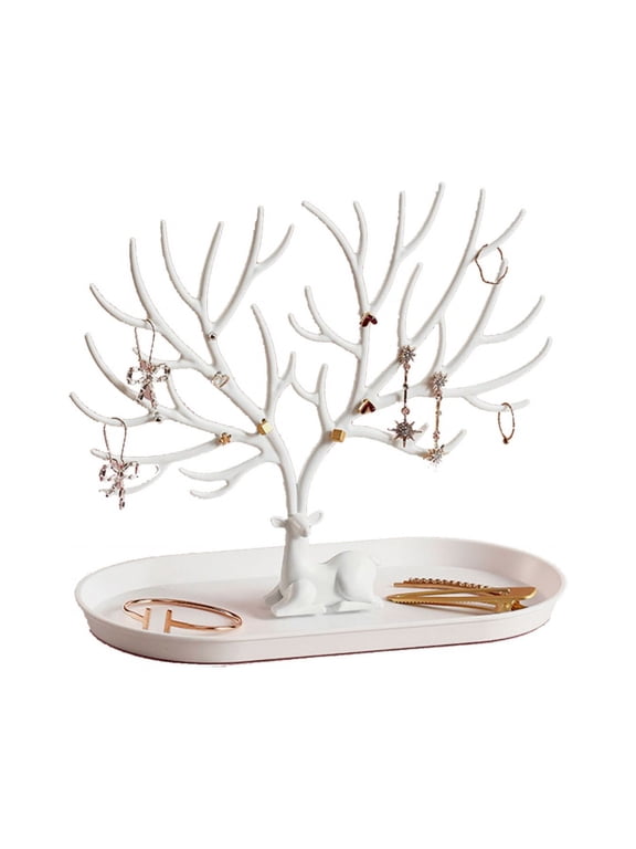 Antler Tree Jewelry Rack with Tray Jewelry Hanging Tree Stand Organizer Display