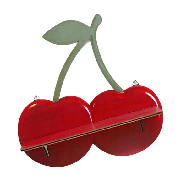 WINDLAND Artistic Cherries Shape Wood Wall Shelf Display Storage Rack for Sophisticated Decors Plant Stand Floating Shelves Housewarmings Gift