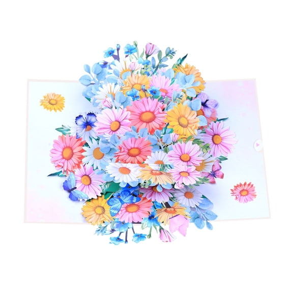 WINDLAND Artistic Daisies 3D Greeting Card Elegant Foldable Flower Card for Festival Gift