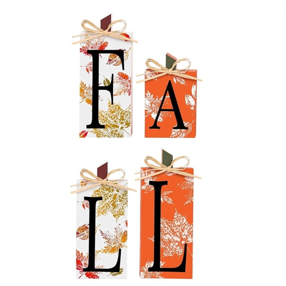 WINDLAND Artistic Wooden Tiered Tray Shelf Decors Autumn Theme Fall Lettered Sign Handmade Carvings For Seasonal Interior Styling