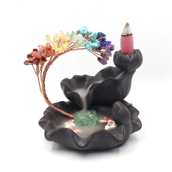 WINDLAND Backflowing Incenses Holder Burners Crystal Tree Ceramic Waterfall Incenses Holder