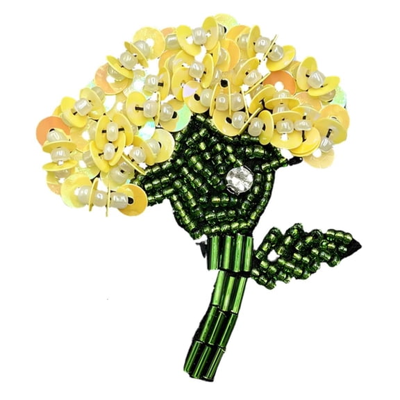 WINDLAND Beaded Flower Applique Brooch with Sequins Detail and Rhinestones in Clothing Embellishment