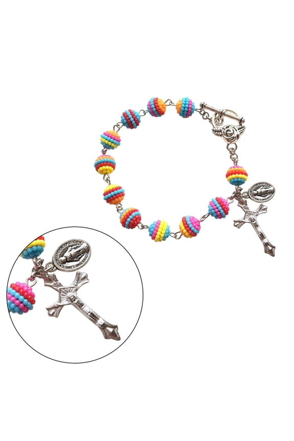 Rainbow Beaded Bracelets Wrist Jewelry Beads Hand Jewelry Alloy Material