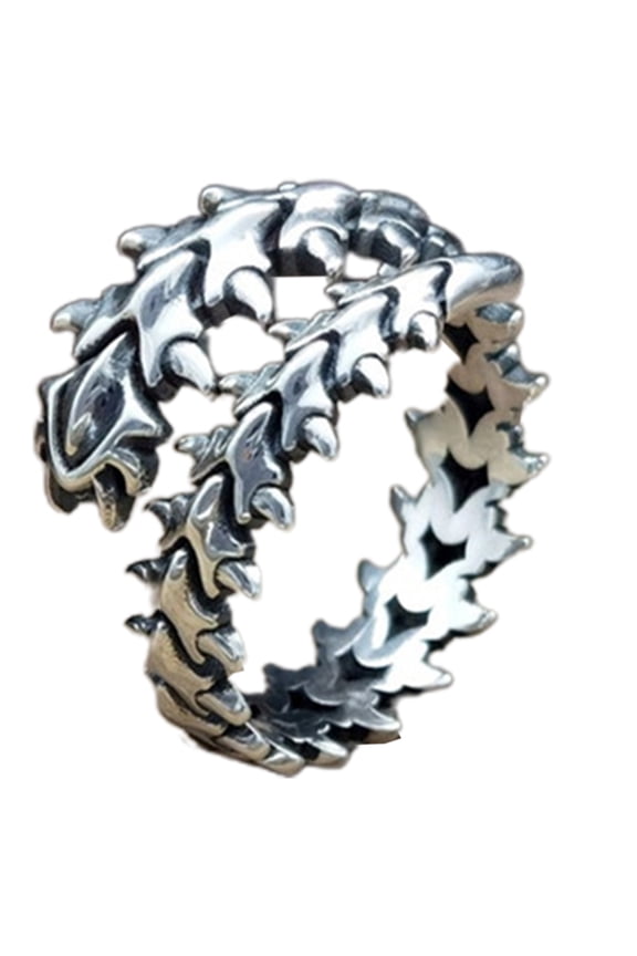 Rock Hip Hop Dragon Bone Ring Alloy Open Joint Ring Fish Bone Ring Open Adjustable Ring for Wedding Engagement Party