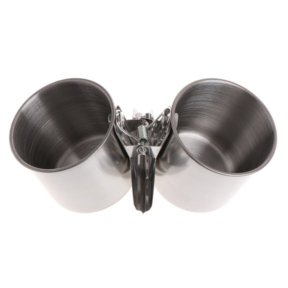 WINDLAND Bird Feeding Cups with Clamp Parrots Stainless Steel Food Dish Water Bowl for Parakeets Conure Cockatiel
