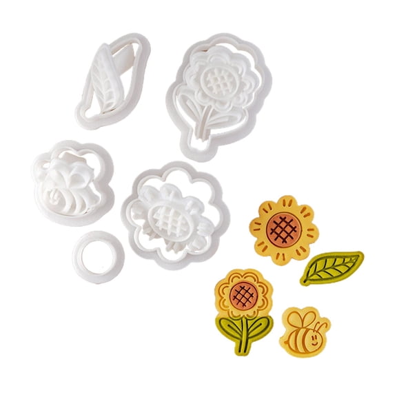 WINDLAND Biscuit Cutters Sunflower Bee Leaf Shaped Eco-Friendly Printing Baking Gadgets
