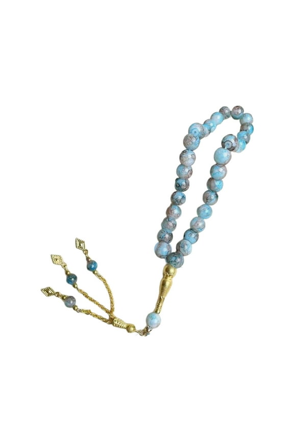 Traditional Islamic 33 Bead Tasbih Black Glass Prayer Bracelet for Men and Women Hand Chain Devotional Use