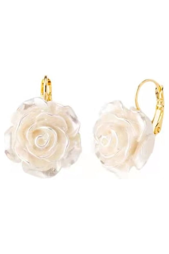 Chic Camellia Hoop Earring Pearl-Floral Studs Earring Statement Dangle Drop Wedding Earrings For Women Statement Jewelry