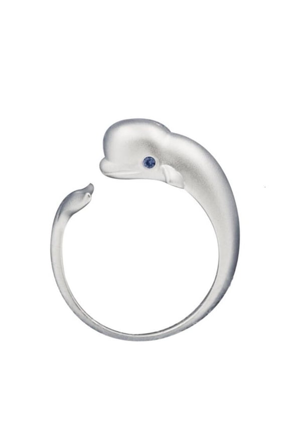 Blue Eyes Beluga Whale Tail Ring Animal Personality Ring Simple Finger Ring