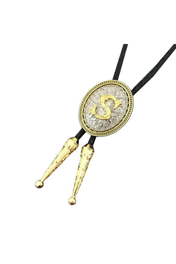 Bolo Tie for Man Western British Necktie with Letter Shape Pendant Decorative