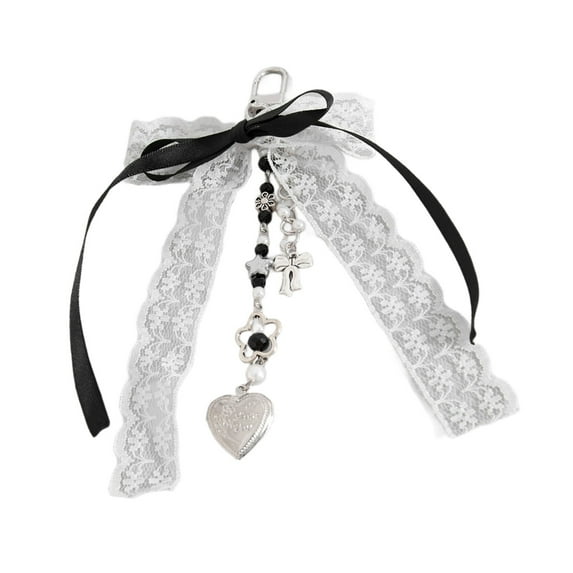 WINDLAND Fashionable Lace Bowtie Charm Keychain Colorful Butterfly Knot Pendant Beaded Keyring Accessory for Purses and Mobiles