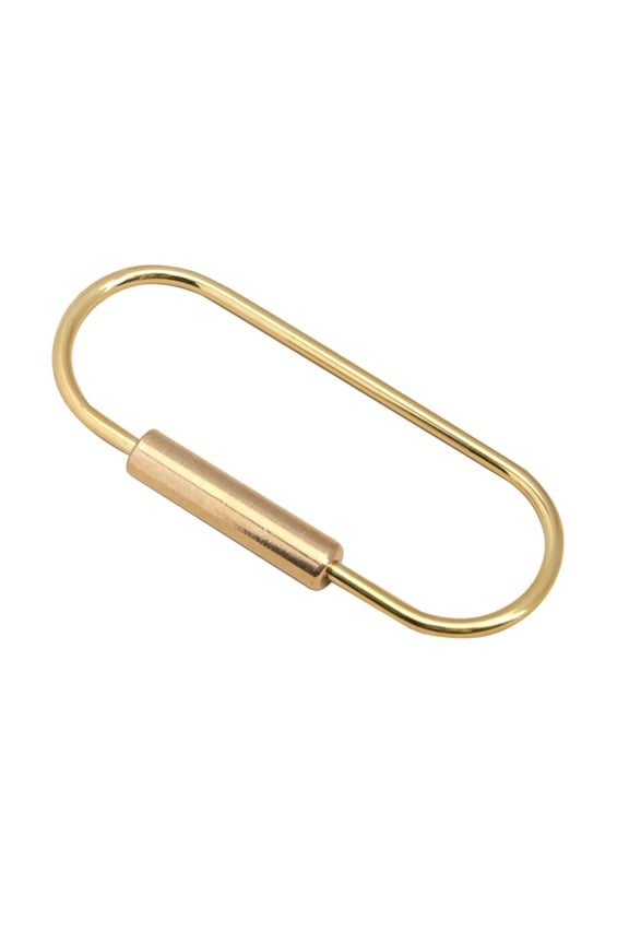 Brass Screw Lock Keychain Simple Brass Key Chain Ellipse D-Shape Keyring Key Holders Hardware Keyring Carabiner Clip