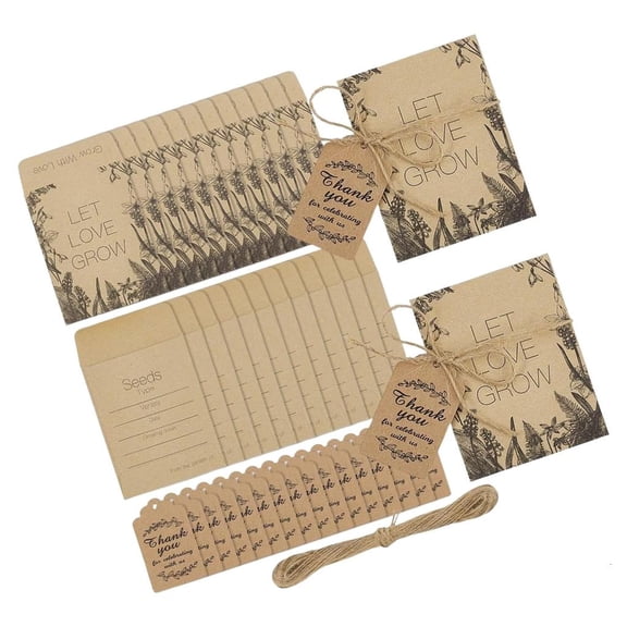 WINDLAND Bulk 100 Auto Seal Envelope Set Pre Printed Appreciation Cards Twine Decorations