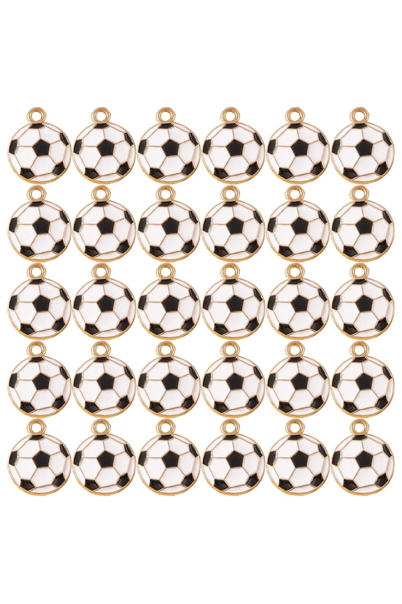 Bulk 30 Alloy Soccer Ball Trinkets Craft Charm For Sports Fans Jewelry Making