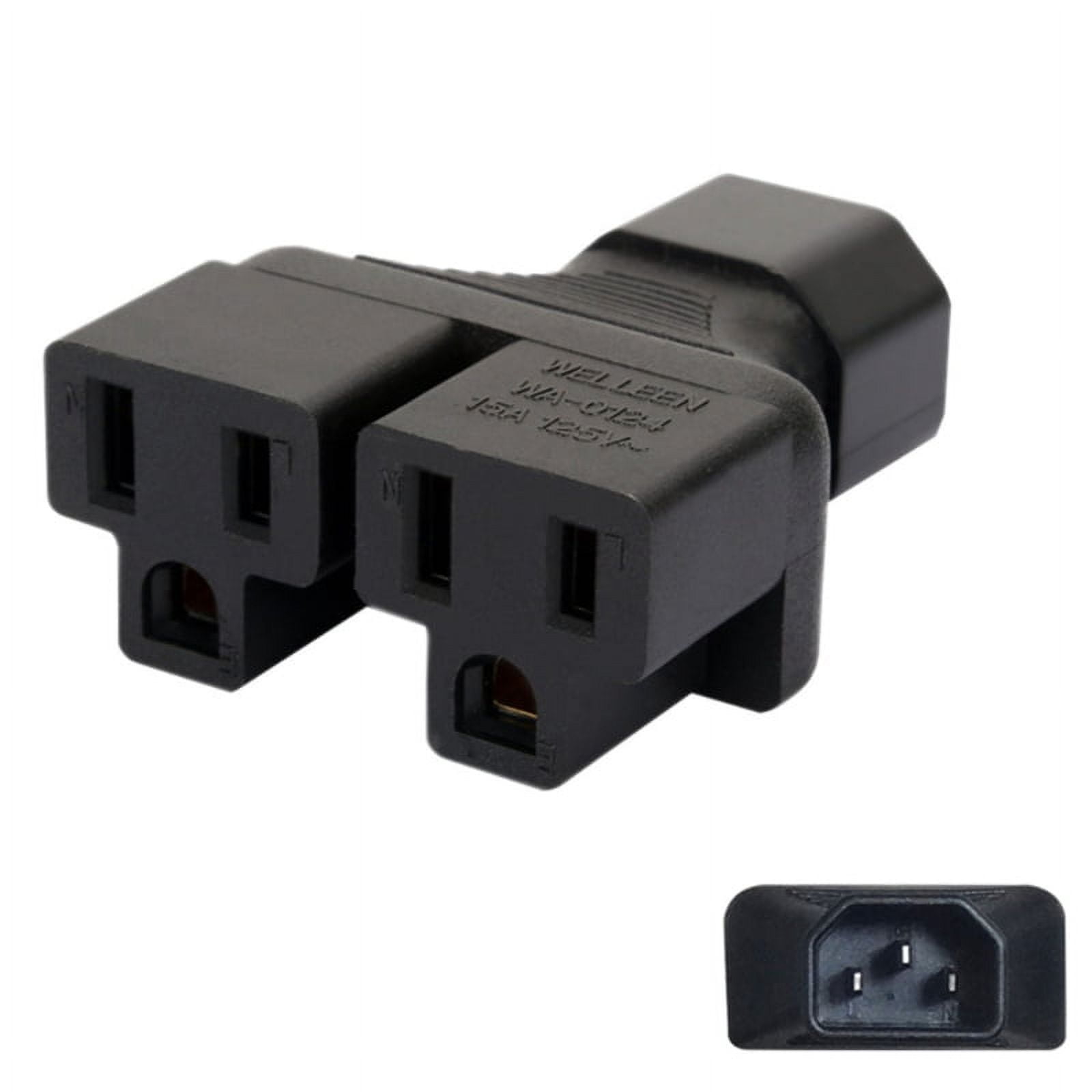 WINDLAND C14 to Double C13/C15/5-15R Connector Adapter Male Plug to ...