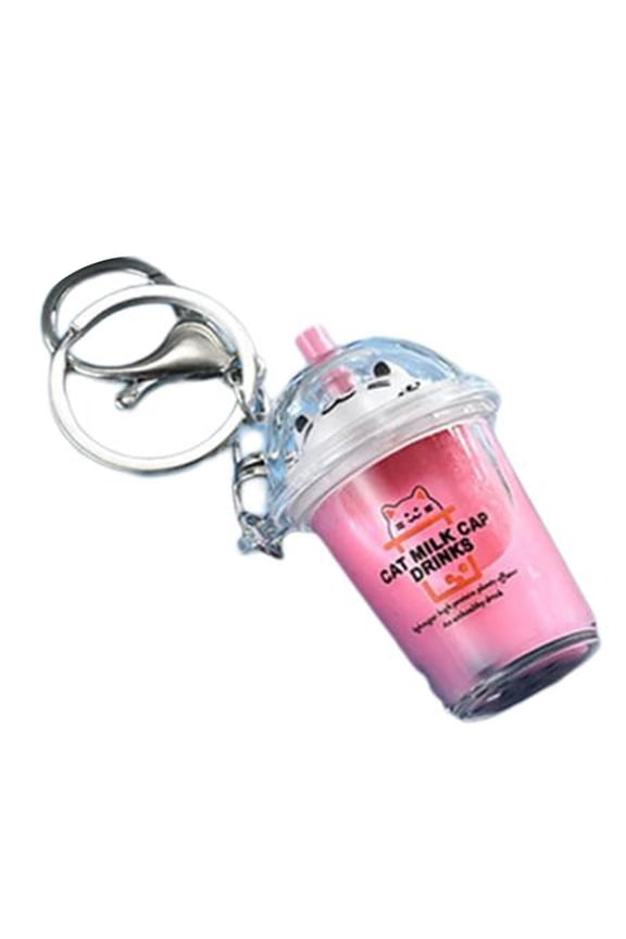 Cartoon Cat Bubble Tea Keychain Acrylic Backpack Pendants Milk Tea Key Chain Charm Handmade Ornament Keyring Jewelry
