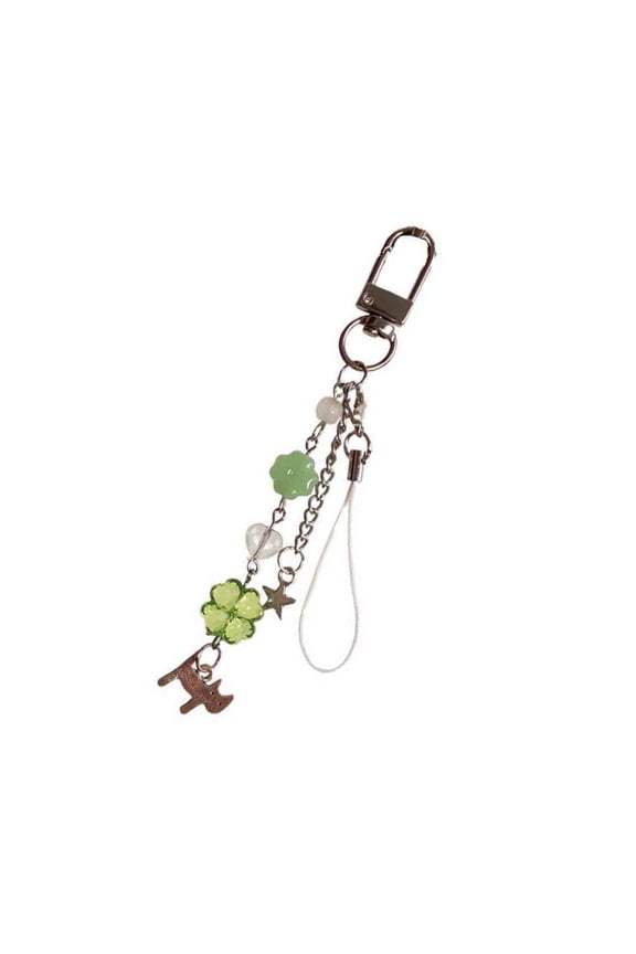 Cute Cat Beaded Charm Handmade Four Leaf Clovers Pendant for Bags and Phones