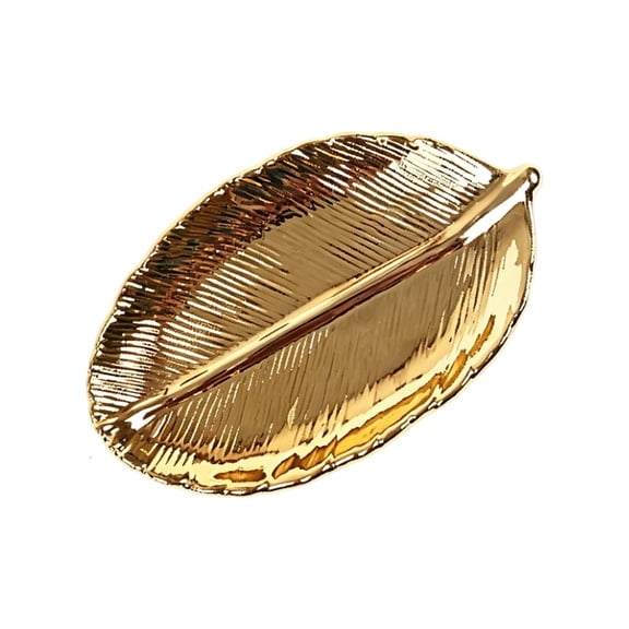 WINDLAND Ceramic Golden Leaf Tray for Jewelry Storage and Home Decors with Hand Painted Design Artisanal Ceramic Dish