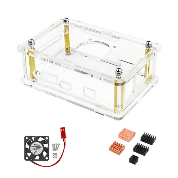 WINDLAND Acrylic Enclouse Case Heatsink for Orange Pi 4 LTS with Cooling Fan Cooler Cover