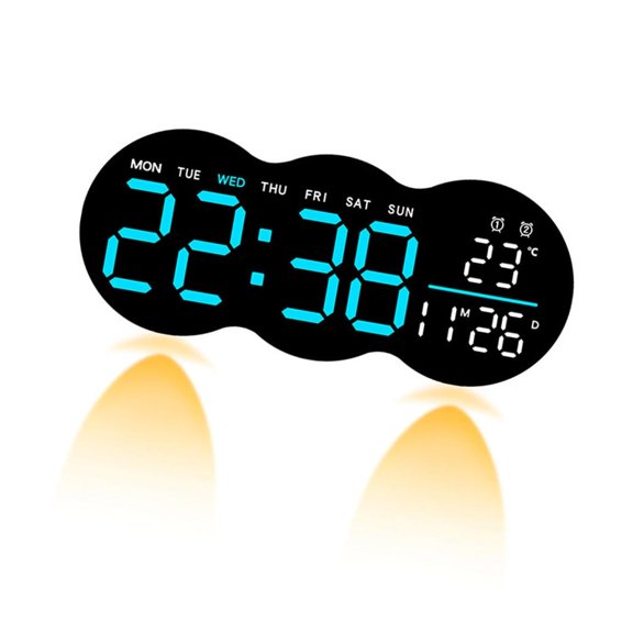 WINDLAND Cloud Shape LED Digital Wall Clock with Spotlight Remote Control for Home Decors