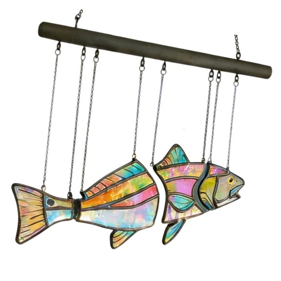 WINDLAND Colorful Fish Suncatchers Stained Glass Window Hangings Acrylic Window Panel