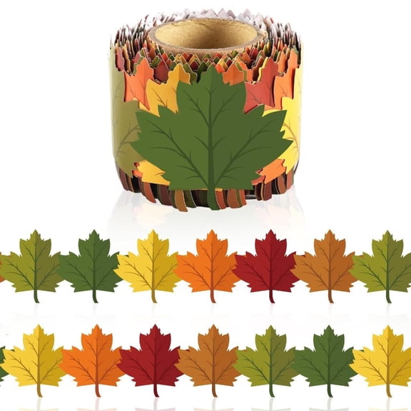 WINDLAND Colorful Maple Leaf Design Wall Decal Fall Classroom Decors Bulletin Board Border Trim For Teachers Students Gift